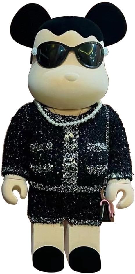Bearbrick 1000% Display Case Sculpture Statue 70cm/27.6in,Violent Bear Handmade Collectible Model(Black)