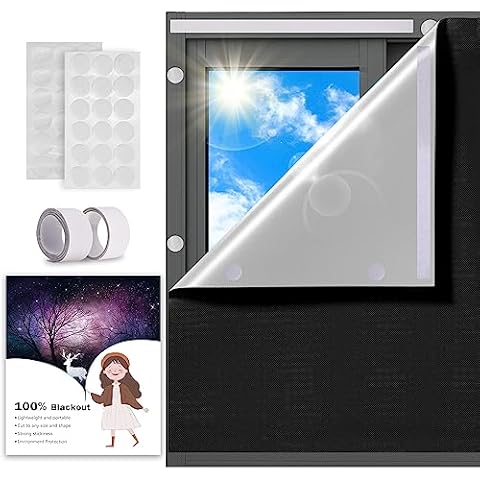MODESLAB Portable Travel Blackout Curtains, 47" x 57" No Drill 100% Blackout Shades for Bedroom Window Nursery Film Room Cover