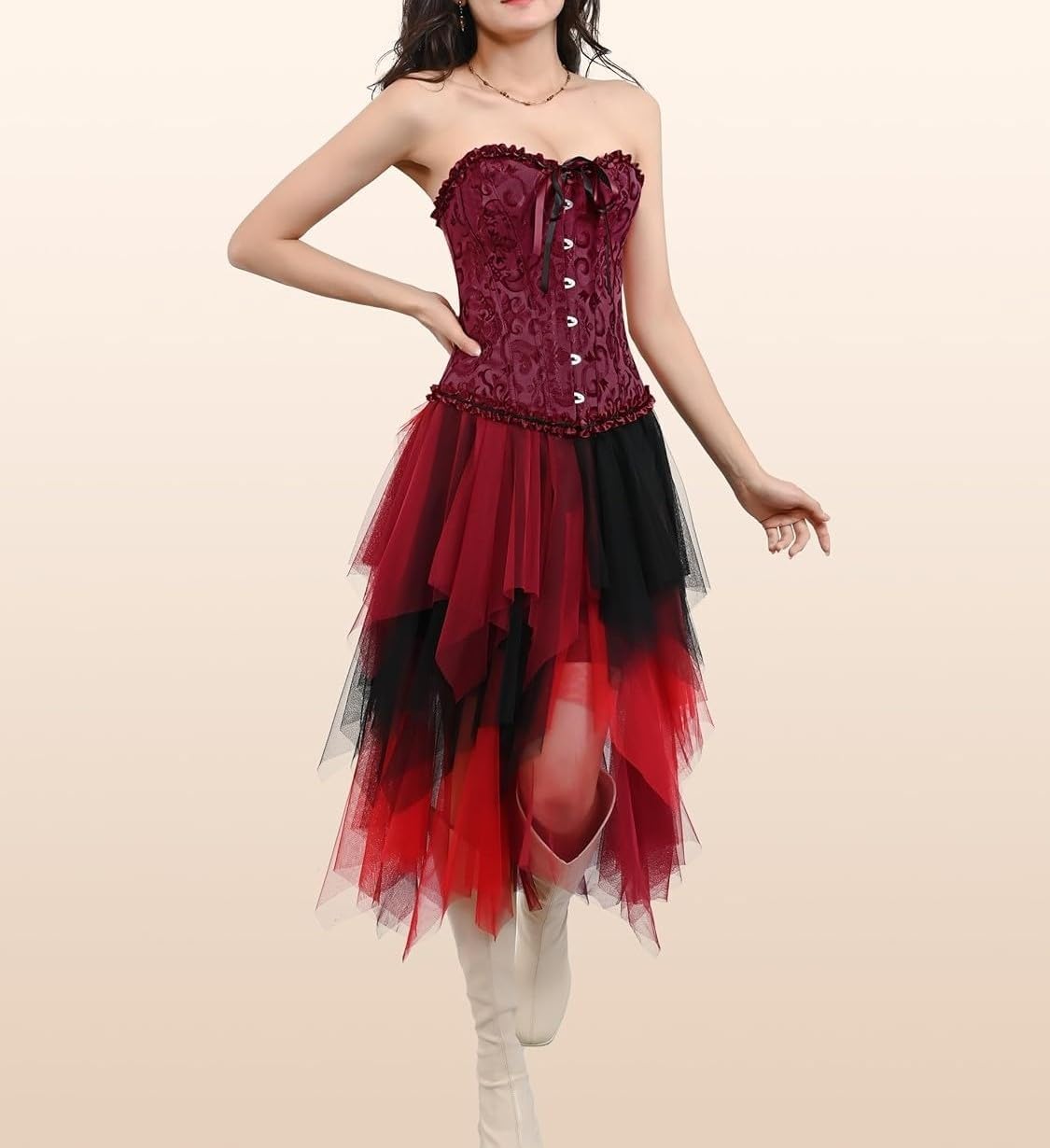 DKCHENH Renaissance Corset Top for Women,Pirate Corset Shapewear,Bustiers with Lace Up Boned Overbust,Size XS to 6XL - Image 5