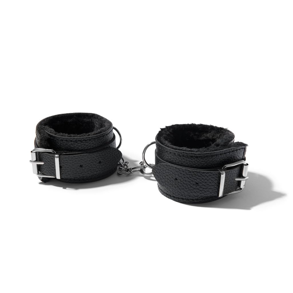 Platanomelón - Kit BDSM Antifaz, 2 Sets Esposas, Mordaza, Látigo y Cuerda de Restricción - Sao Negro