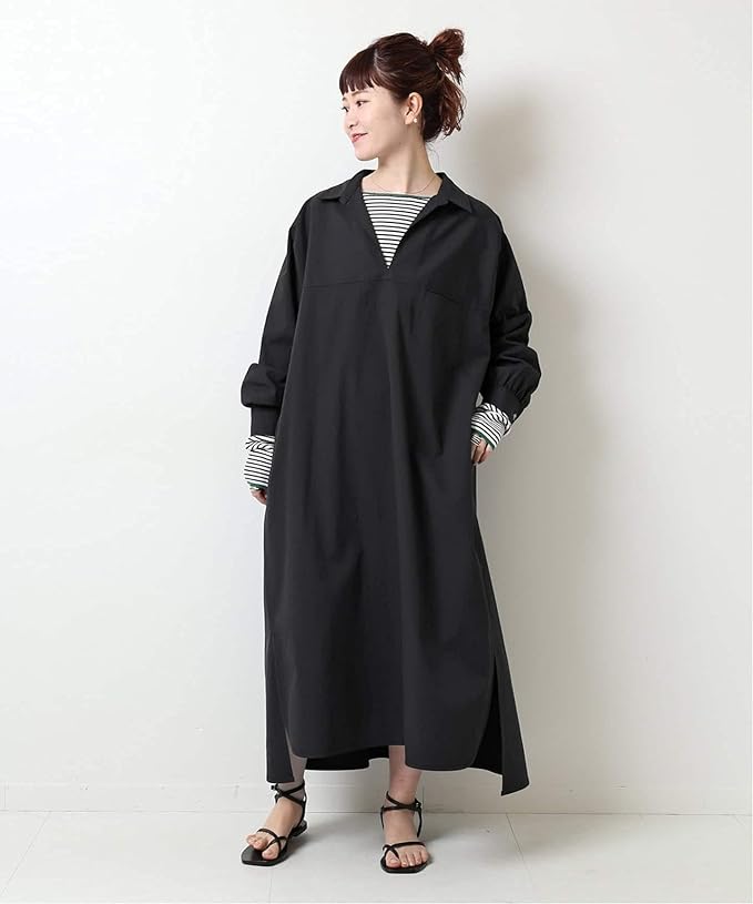 Amazon Co Jp スピック アンド スパン コードレーンオープンカラー ワンピース フリー ナチュラル 服 ファッション小物