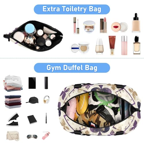 Purple Poker Luggage Travel Bag Carry On Tote Bag with Toiletry Bag for Business Trips Multifunctional4