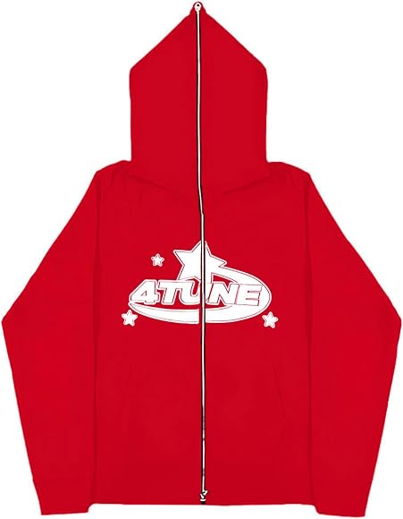 GOZYLA Zip Hoodie Men's Y2k Crop Top 90s Vintage Zip Up Hoodies College  Jacket Girls Oversized Sweatshirt Star Casual Jacket with Pockets Punk, A- red, XXXXL : Amazon.co.uk: Fashion
