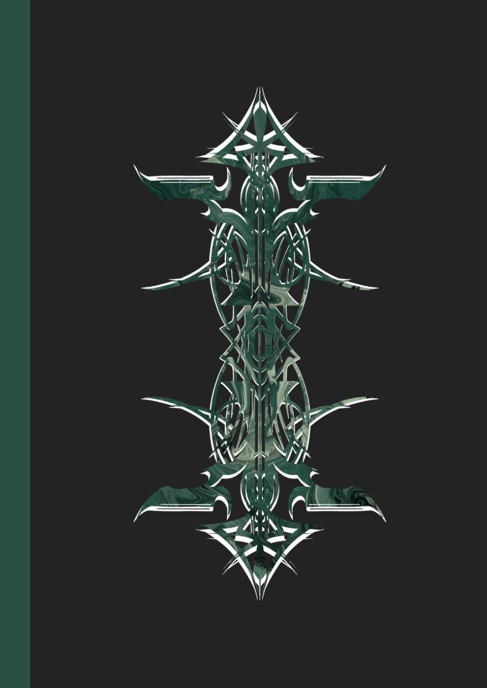 A4 Abstract printed Pin Stripes – Notebook – Psychedelic Teal White + White on Black: lined paper 106 pages