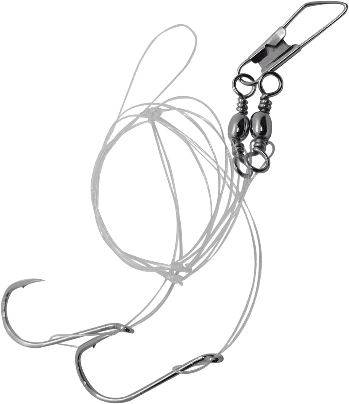 20pks Fish WOW!® Size 5/0 Rock Cod Rig 60 Lbs. Test Striper High-Low Clam Rig Double Drop Style rig