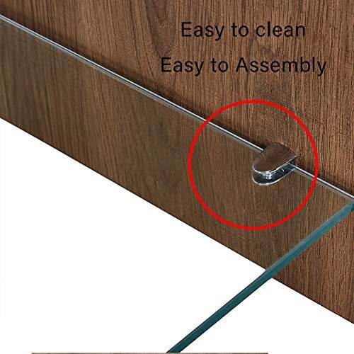 GOLDFAN Rectangular Coffee Table Wood Style Side End Table TV Unit with Glass Storage Shelf for Living Room Office Furniture,Brown,100 * 45 * 45CM