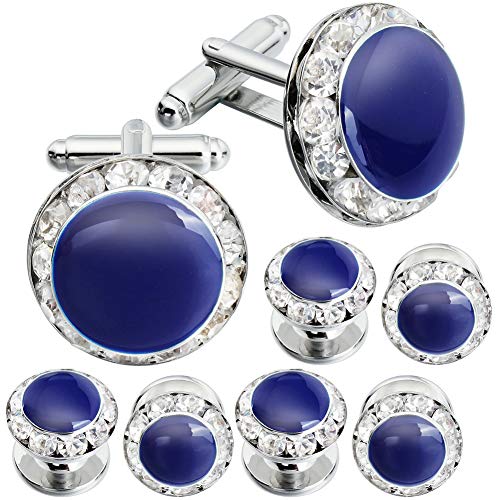 Hawson Crystal Cuff Links And Studs Set For Mens Tuxedo Shrit Wedding Accessories Red Stone #TOP14