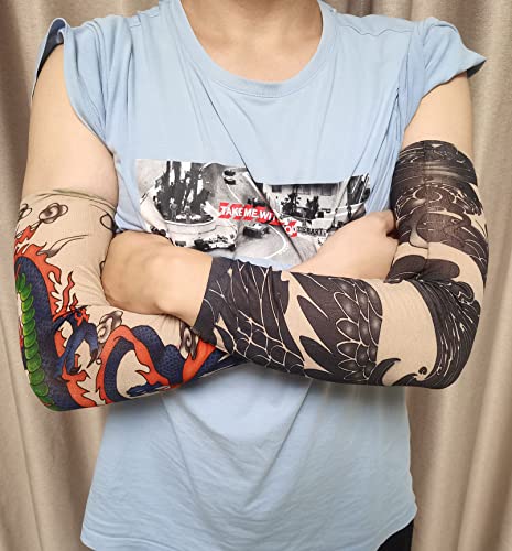 Bulefsea 10 Pieces Temporary Tattoo Sleeves For Men And Women, Temporary Fake Sunscreen Tattoo Sleeves Kit #TOP2