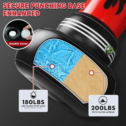 Miniatura 3 de Saco de Boxeo180cm-Saco de Boxeo Pesado autoinflable Mejorado con Guantes y Bomba de Aire incorporada, Saco de Kickboxing y Hombres para Entrenamiento MMA Muay Thai Fitness Principiantes
