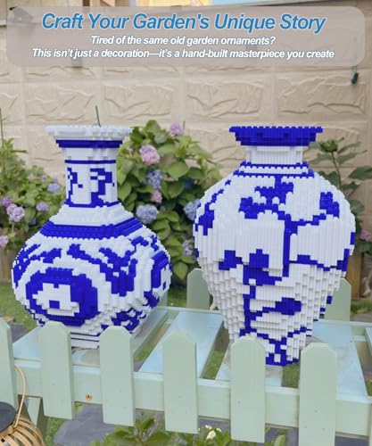 Micro Vase Building Blocks set, Blue & White Ceramic Style 6400PCS (2 sets), Compatible with Lego, 7*7*11″ Creative Flower Building Kit for Home Decor, STEM Birthday Gift for Adults and kids Age 14+ - Image 6