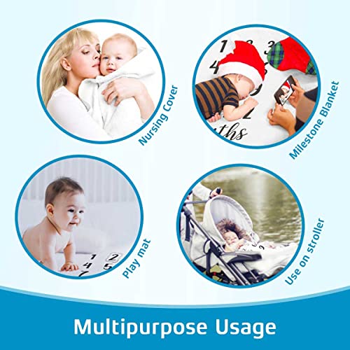 Kikidor BTDWKI040YY Royal Blue Gold Theme Baby Monthly Milestone Blanket Royal Blue Crown Prince Or Princess Newborn Photo Background Mom Gift Baby Party Decor New Baby Growth Calendar Blanket 48X40Inch Btdwki040 thumb #7