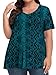 Tencede Womens Plus Size Tops Short Sleeve Tunic Shirts V Neck Summer Floral Loose Fit Blouse Green Snake Skin 4X