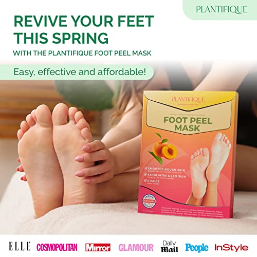 Plantifique Foot Peel Mask With Peach 2 Pack Peeling Foot Mask Dermatologically Tested - Repairs Heels & Removes Dry Dead Skin For Baby Soft Feet - Exfoliating Mask For Dry Cracked Feet #TOP5