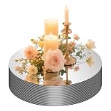 22 platos redondos de espejo para centros de mesa, bandejas planas decorativas de espejo circular, base de espejo de vela para decoración de bodas, placa de exhibición de mesa para despedida de