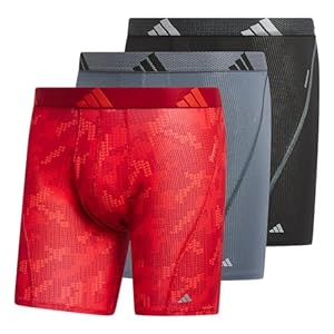 Performance Mesh Boxer Brief Underwear (3-Pack) Engineered for All Day Comfort, Soft Breathable Fabric, Digi Camo Better Scarlet-bright Red/Better Scarlet/Bright Red, L