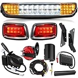 EZGO TXT Deluxe Light Bar Kit, Golf Cart LED Light Kit With EZGO TXT 12V Street Legal LED Headlight Taillight Turn Signal Hazard Light Switch Horn Brake Pad, Fits 1996-2013 Gas & Electric Golf Cart
