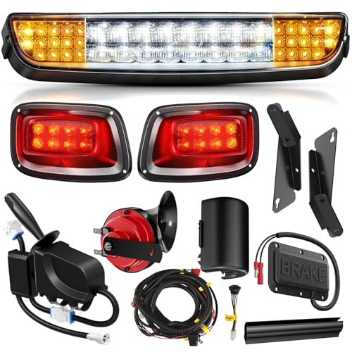 Ezgo Txt Deluxe Light Bar Kit, Golf Cart Led Light Kit With Ezgo Txt 12V Street Legal Led Headlight Taillight Turn Signal Hazard Light Switch Horn Brake Pad, Fits 1996-2013 Gas &Amp; Electric Golf Cart