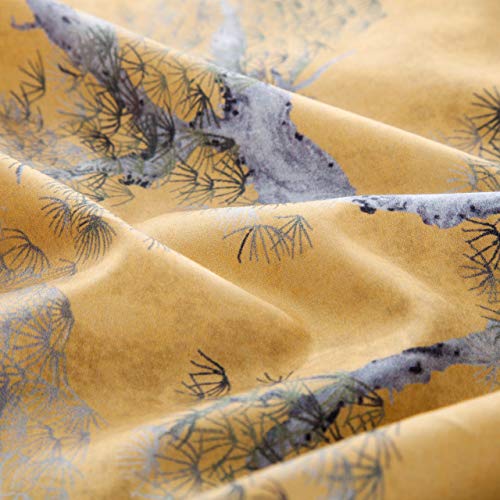 Get Bed Ready Chinoiserie Chic Duvet Cover Set Painted Oriental Garden Print Bedding 400Tc Cotton Sateen Beautiful Botanical Nature Antique Asian Drawing (Ocher Shade, Queen) #TOP1