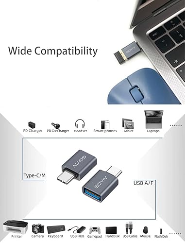 Miniatura 9 de [Adaptador USB C a USB de 10 Gbps, adaptador USB C macho a USB hembra, USB3.2 Gen 2, paquete de 3, compatible con dispositivos tipo C o Thunderbolt