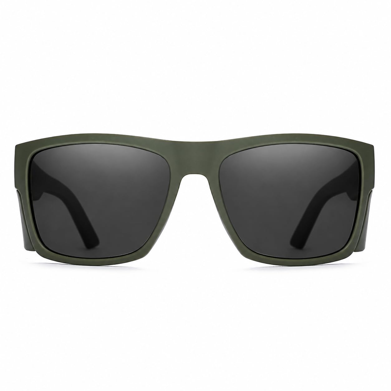 Lunettes de soleil de sécurité pour homme, noir mat, verres polarisés, conformes aux normes ANSI Z87+, protection UV, Vert fumé