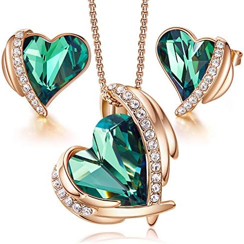 CDE Jewellery Sets Gifts for Women Heart White/Rose Gold Necklaces and Earrings Set Valentines Christmas Anniversary Birthday Mother's Day Jewelry Gifts for Mum Her Wife