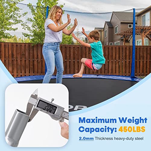 ORCC Trampoline 400 LBS Weight Capacity for Kids Adults, 15 14 12 10ft Outdoor Trampoline, Safe Backyard Trampoline with Enclosure Net Ladder and Rain Cover, Including All Accessories (14ft)