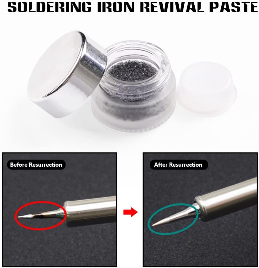 Tip Cleaner,HANDSKIT Soldering Iron Tip Cleaning Paste Solder Iron Tips Holder Stand Tip Tinner Clean Wire Ball Tips Refresher (Blue)