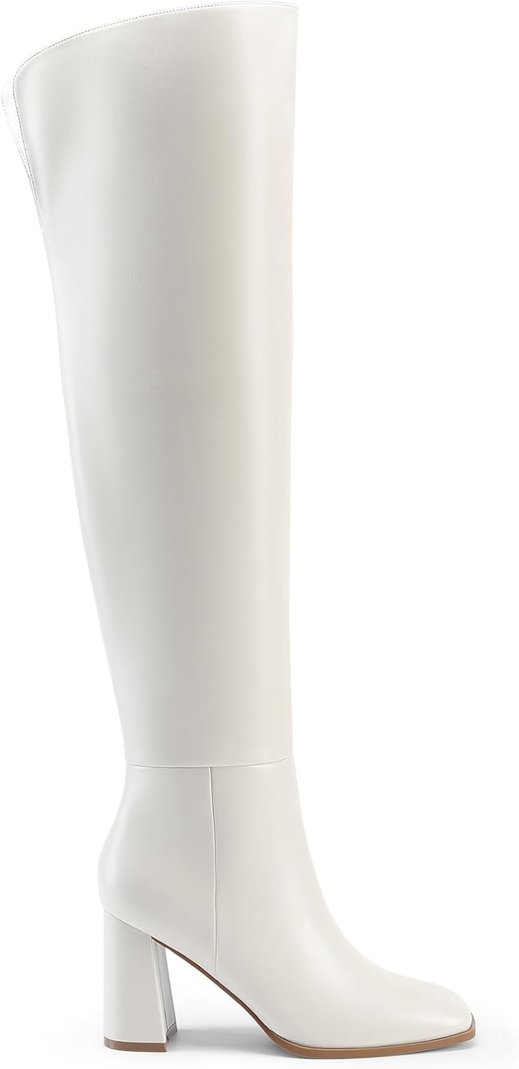 DREAM PAIRS Women's Tall Over the Knee Boots Thigh High Fall Block Chunky Heeled Knee High Long Boots with Fashion Square Toe and Side Zipper - Image 3