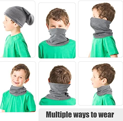 HEGCOIIE 2 Pack Winter Kids Neck Warmer ,Fleece Windproof Neck Gaiter Face Covering Mask Snood Scarf Multifunctional Headwear for Boys and Girls Outdoor Sports