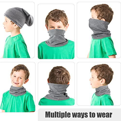 2 Stück Kinder Loop Schal Fleece Schlauchschal Kinder Halswärmer Halstuch Winddicht Ski Maske Warmer für Jungen Mädchen Outdoor Skifahren Radfahren (Schwarz+Grau)