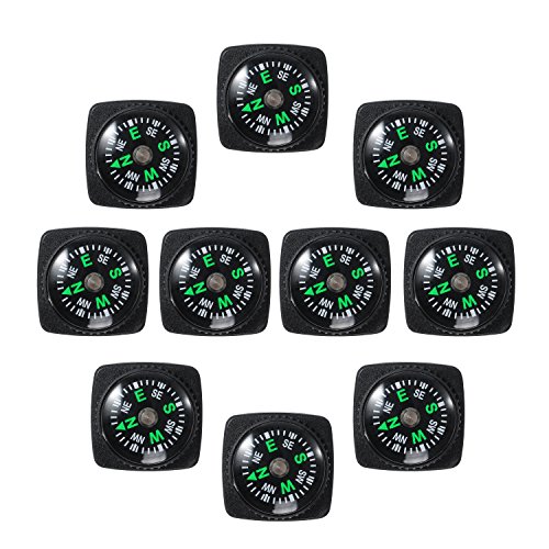 Techion 10 Pack Liquid Filled Compass Set for Emergency Survival Kits/Watchband/Paracord Bracelets and Keychain