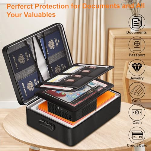 Polaring Fireproof Document Box, Multi-Layer Heat Insulated Fire and waterproof office bag with lock，Portable family outdoor travel bags are suitable for storing important documents and valuable. — view 3