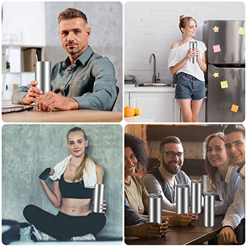 Remagr Skinny Tumblers 20 Oz Stainless Steel Tumbler Bulk With Lids And Straws Blank Slim Insulated Cup Double Layer Water Tumbler For Travel, Diy(Silver,8 Pcs) 24 Piece Set #TOP6