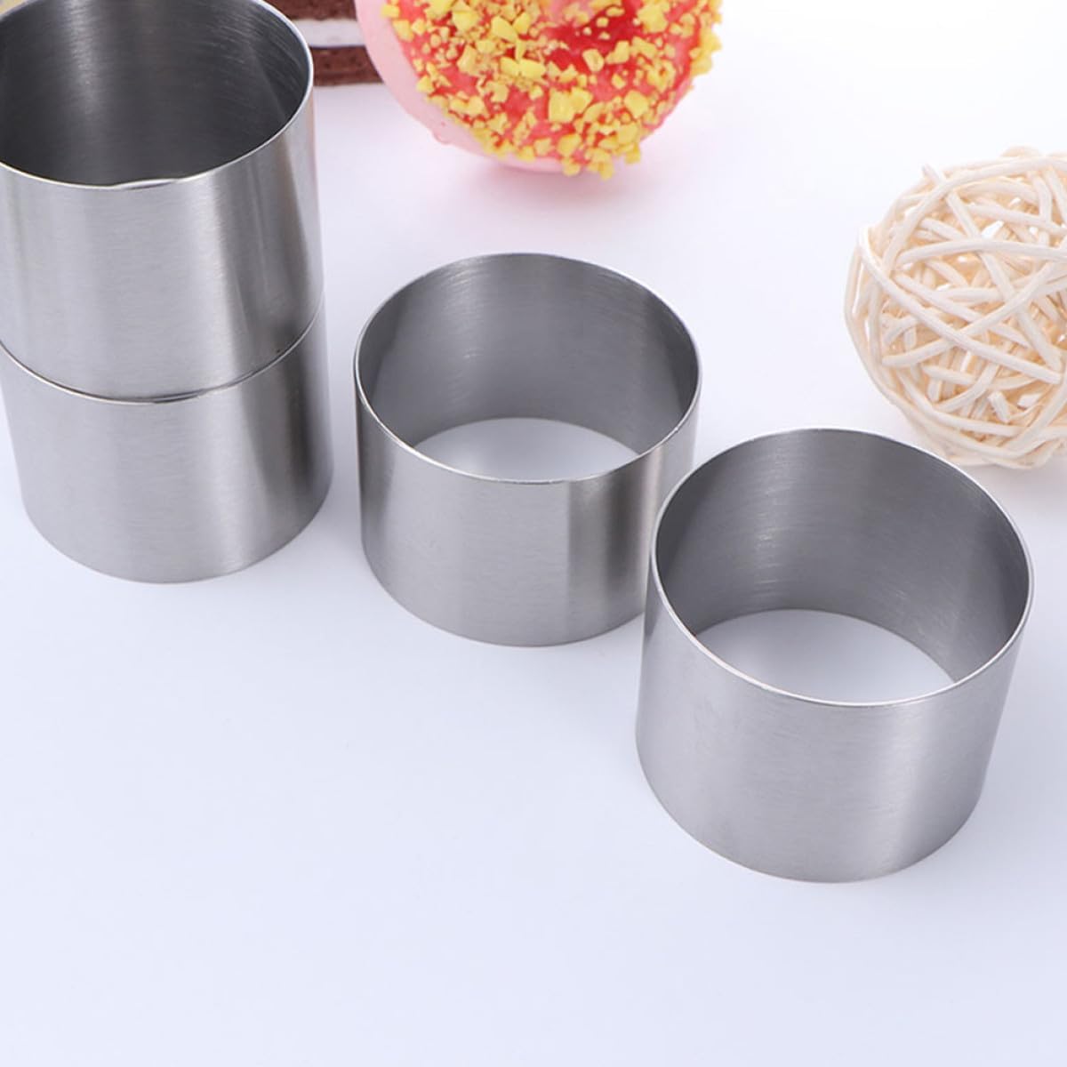 Gatuida 6pcs round Stainless Steel Cake Rings Mousse Mold Detachable Baking Plates 6x6x5cm Cookie Maker Baking Tools for Home Kitchen