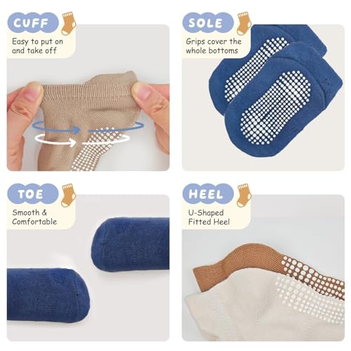 Image of Baby Non Slip Ankle Socks with Grippers (9 Pair) for 6 months-5 years Infant Toddler Boys Girls