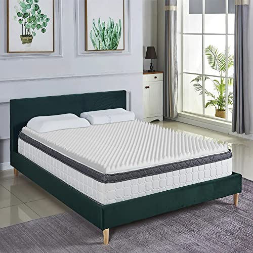Zayton, 2-Inch Convoluted High Density Foam Mattress Topper, CertiPUR-US Certified for Superior...