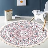Terafeels Tapis rond pour chambre à coucher - Antidérapant - Pour l'intérieur - Lavable - Antidérapant - Avec pour salon, salle à manger, entrée - 80 × 80 cm - 4080