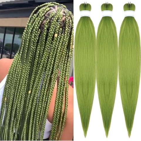 Gozill Seaweed Green Pre Stretched Braiding Hair g Braiding Hair Prestretched Box Braids Human Hair 26Inch Cover