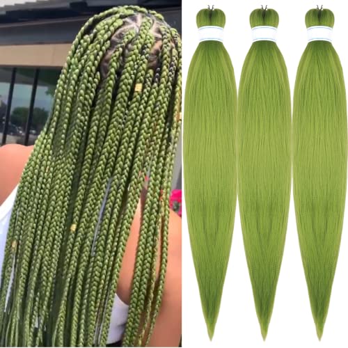 Gozill Braiding Hair Pre stretched Seaweed Green Hypoallergenic Prestretched Braiding