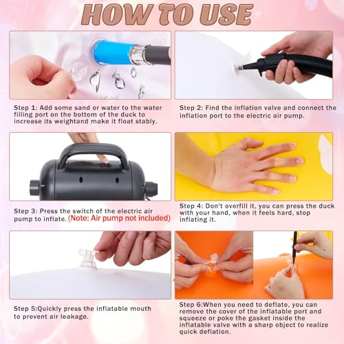 Hungdao 2 Pcs 4 ft Wedding Duck Floatie Inflatable Pool Floats Large Bride Groom Rubber Duck for Wedding Bridal Bachelorette Party Decoration Engagement Gifts (Not Include Wreath and Air Pump)