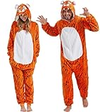 QUCH Adult Onesie Costume-Unisex Animal Onesies for Adults Halloween Costume Halloween Onesies Adult Onesie Pajamas for Women Tiger S