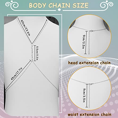 Luckyvestir Body Chain Body Jewelry For Women Body Accessory For Bikini/Beach/Rave/Coachella/Party/Bar (Silver) #TOP4