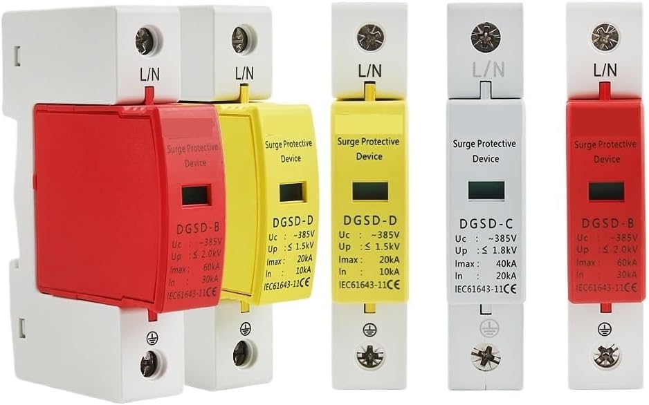 1P AC SPD Lightning Protection 10-20KA 20-40KA 30-60KA Din Rail House Surge Protector Protective Low-Voltage Arrester Device(30-60KA)