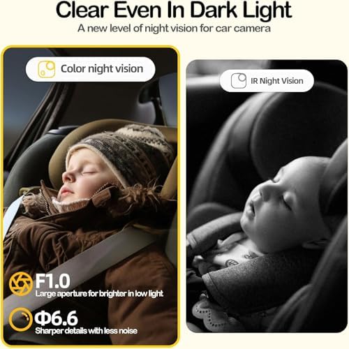 Ellie Baby Car Monitor, 2K UHD Backseat Monitor with Color Night Vision, Face Tracking, Dual Display for 2 Kids, Wide View Car Baby Camera, Smart Video Capture & App Control — view 3