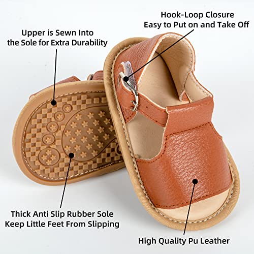 Hongteya Baby Girls Boys Sandals 0-24 Months Toddler Summer Baby Shoes Non-Slip Rubber Sole, Newborn Infant Walking Shoes Open Toe With Hook And Loop Indoor Outdoor #TOP2
