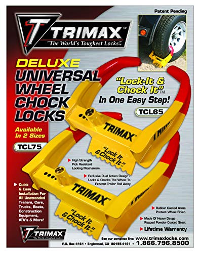 Trimax Tcl75 Deluxe Universal Wheel Chock Lock-Yellow/Red #TOP3