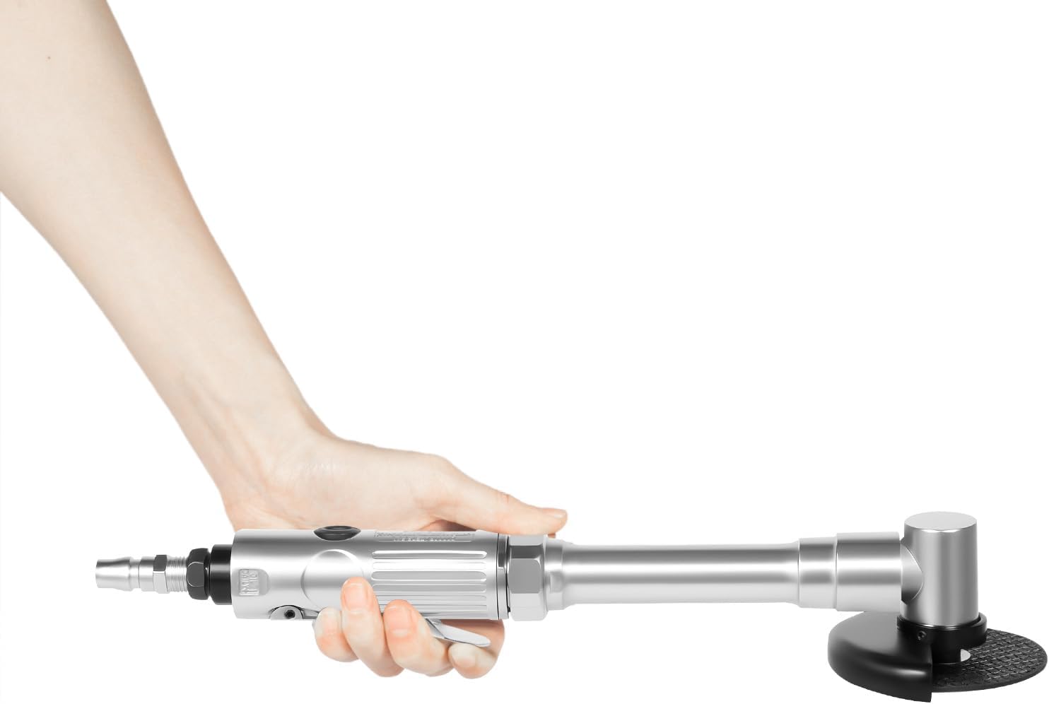 Long Handle Pneumatic Angle Grinder, 90 PSI 25000 RPM Air Powered Cut Off Tool, 12.2" Extended Reach for Tight Spaces, 1.54 lbs Lightweight for Metalworking & Ship Repair