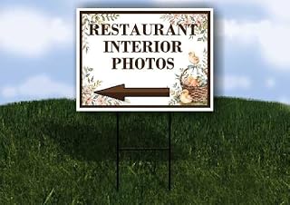 Restaurant Interior Photos Easter Spring Vintage Chicks Eggs Basket Brown Left Arrow Single Sided 18x24 in. Yard Road Sign w/Stand