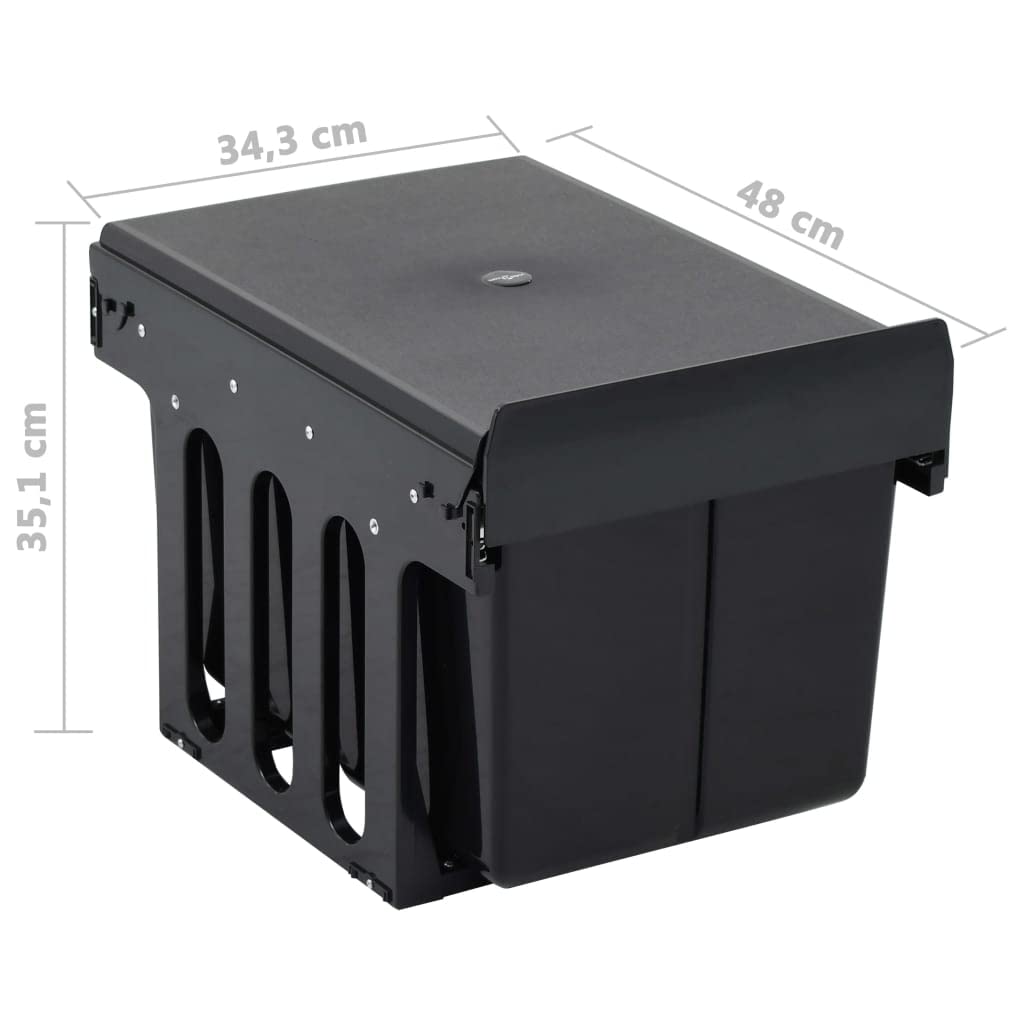 vidaXL Abfallbehälter für Küchenschrank Ausziehbar Soft-Close Abfallsorter Küchen Einbau Abfalleimer Abfallsammler Mülltrenner Mülleimer 36L