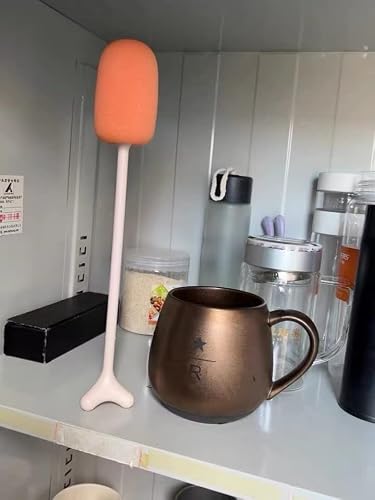 Bottle Cleaning Sponge Brush With Stand, Long Handle 11In (Pink) #TOP1